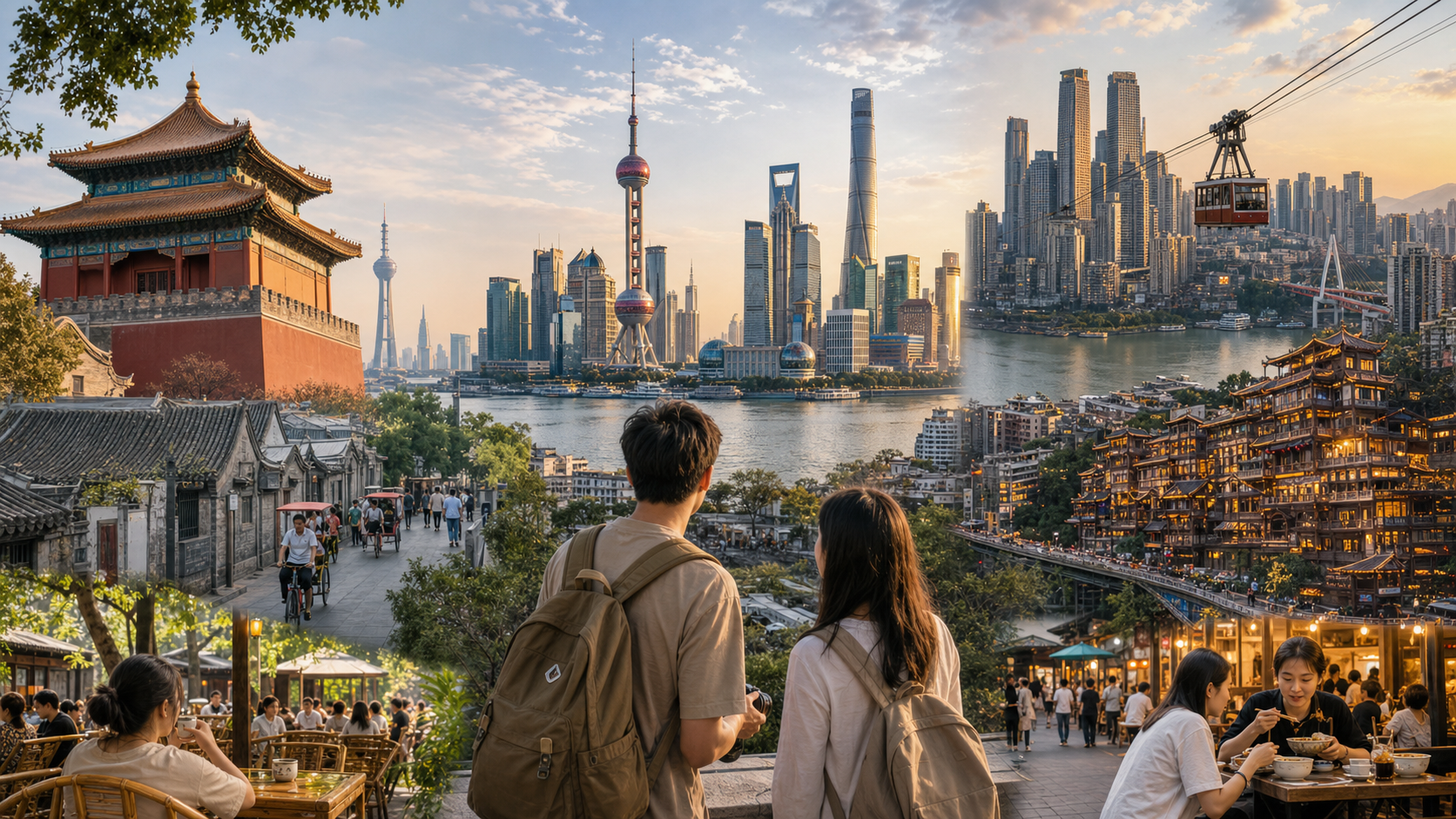 Illustrated China city picker card with first-time destination choices