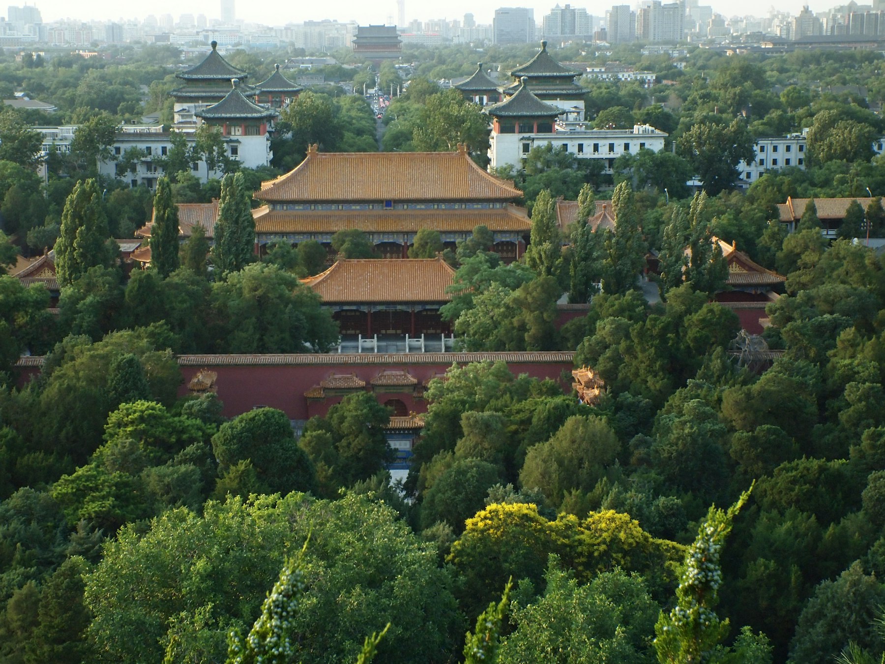 Imperial roofs and trees seen from Jingshan Park in Beijing