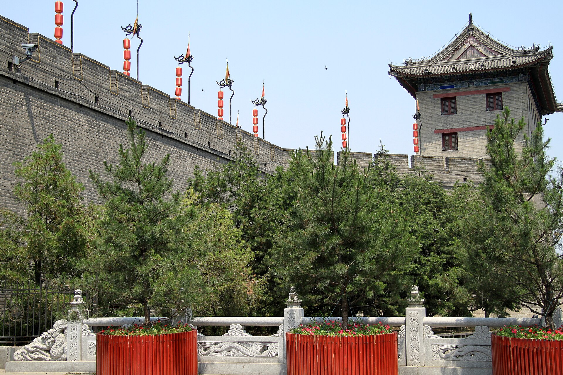 Brick ramparts and a gate tower on Xi'an City Wall